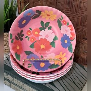 Market Square Scalloped Melamine Bowls Set of 4 Floral